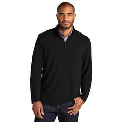 Port Authority K825 Microterry 1/4-Zip Pullover T-Shirt in Deep Black size 4XL | Polyester/Rayon/Spandex