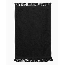 Q-Tees T100 Fringed Fingertip Towel in Black | Cotton
