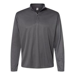 Badger Sport 5102 Quarter-Zip Pullover T-Shirt in Graphite Grey size Medium | Polyester BG5102