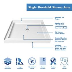 Dreamline DreamLine SlimLine 36 inch D x 36 inch W x 2 3/4 inch H Center Drain Single Threshold Shower Base in White DLT-1136360