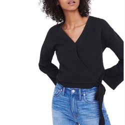 Madewell Tops | 729 Madewell Texture & Thread Wrap Top M. | Color: Black | Size: M