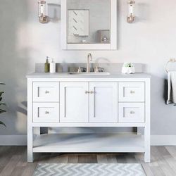 Randolph Morris Bristol 48 Inch Modern Console Vanity with Rectangular Undermount Sink - White RM12-488WH-SGQ