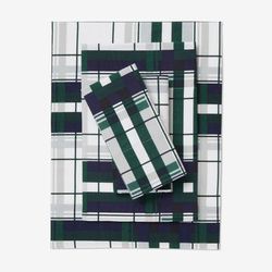 Cotton Flannel Print Sheet Set by BrylaneHome in Navy Plaid (Size FULL)