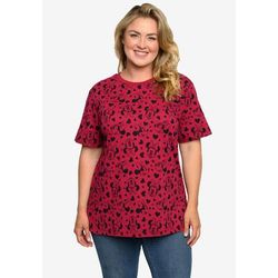 Plus Size Women's Minnie Mouse Hearts All-Over Print T-Shirt Cranberry Red by Disney in Red (Size 1X (14-16))