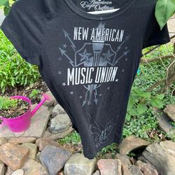 American Eagle Outfitters Tops | American Eagle Music Tee | Color: Black/Gold | Size: M