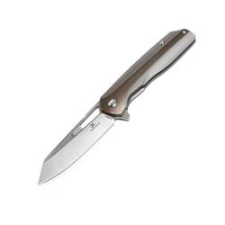 Kansept Knives Shard Framelock Bronze Folding Knife 3.5" satin finish CPM S35VN stainless blade Gray and bronze titanium handle K1006A2