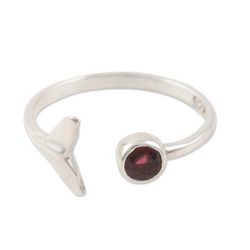 Mermaid Tail,'Garnet and Sterling Silver Mermaid Tale Ring'