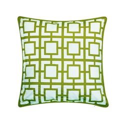 Modern Links Applique 20X20 Indoor Outdoor Decorative Pillow by Levinsohn Textiles in Medium Green