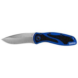 Kershaw Blur Assisted Open Folding Knife3.4in Sandvik 14C28N Stonewash Steel Plain Blade6061-T6 Anodized Navy Blue Aluminum Handle w/Trac-Tec Inserts