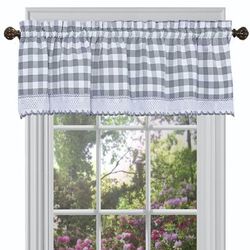 Buffalo Check Window Curtain Valance by Achim Home Décor in Grey