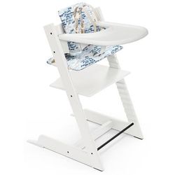 Tripp Trapp High Chair and Cushion with Stokke Tray - White / Waves Blue