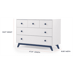 dadada Gramercy 5-Drawer Dresser - White / Denim