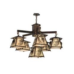 "40"W Scotch Pine 6 LT Chandelier - Meyda Lighting 170863"