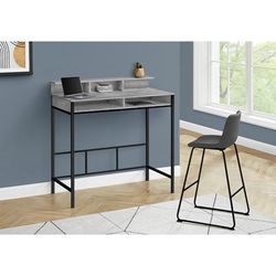 "Computer Desk / Home Office / Standing / Storage Shelves / 48"L / Work / Laptop / Metal / Laminate / Grey / Black / Contemporary / Modern - Monarch Specialties I 7703"