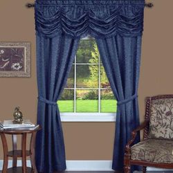Wide Width Panache 5 Piece Window Curtain Set by Achim Home Décor in Navy (Size 55" W 63" L)