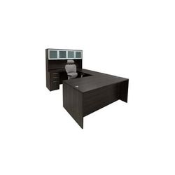 Charcoal Laminate Straight Front U-Workstation w/Hutch