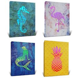 CoTa Global Seahorse, Flamingo, Mermaid, Pineapple Light LED Wall Art - 15.75 x 11.9 x 1 inches