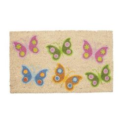 Butterflies Coir Mat With Vinyl Backing Floor Coverings by Nature Mats by Geo in Multi