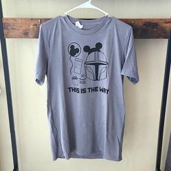 Disney Tops | Disney Mandolorian Baby Yoda Park T Shirt | Color: Black/Gray | Size: M
