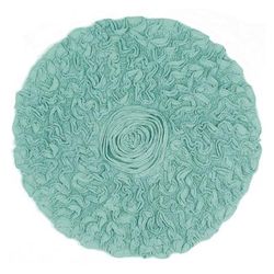 Bell Flower Round Bath Rug Collection by Home Weavers Inc in Turquoise (Size 30" ROUND)