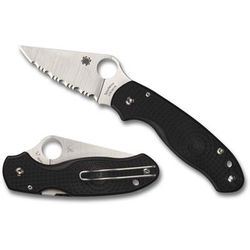 Spyderco Para 3 Lightweight Folding Knife 2.93in CTS BD1N Serrated Blade Black FRN Handle C223SBK