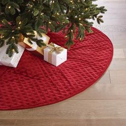 Rumi Velvet Tree Skirt - Ivory, 68" - Frontgate - Christmas Decorations