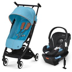 Cybex Libelle 2 Compact Stroller + Aton 2 SensorSafe Travel System Bundle - Beach Blue / Lavastone B