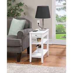 American Heritage 1 Drawer Chairside End Table with Charging Station and Shelves - Convenience Concepts 7107160W