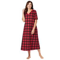 Plus Size Women's Long Print Sleepshirt by Dreams & Co. in Red Buffalo Plaid (Size 3X/4X) Nightgown