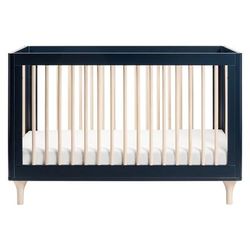 Babyletto Lolly 3-In-1 Convertible Crib with Toddler Bed Conversion Kit - Navy/Washed Natural