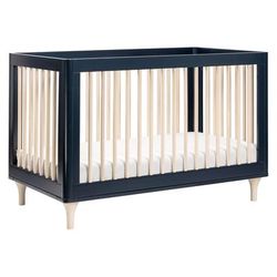 Babyletto Lolly 3-In-1 Convertible Crib with Toddler Bed Conversion Kit - Navy/Washed Natural