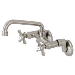 Kingston Brass KS113SN Essex Two Handle Wall Mount Kitchen Faucet, Brushed Nickel - Kingston Brass KS113SN