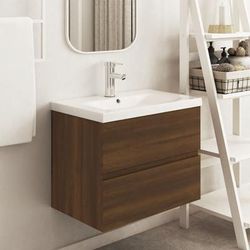 vidaXL Mobile Lavabo Rovere Marrone 60x38,5x45 cm in Legno Multistrato