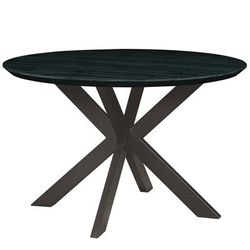 "LeisureMod Ravenna 47" Round Wood Dining Table With Modern Metal Base in Ebony - LeisureMod RTX47BL"