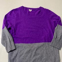 J. Crew Sweaters | J. Crew Purple And Gray Crew Neck 3/4 Sleeves. Medium | Color: Gray/Purple | Size: M