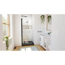 Dreamline DreamLine Aqua-Q Fold 36 inch D x 36 inch W x 74 3/4 inch H Frameless Bi-fold Shower Door in Matte Black with Center Drain Black Shower Base Kit DL-6528QC-88-09