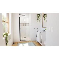 Dreamline DreamLine Aqua-Q Fold 36 inch D x 36 inch W x 74 3/4 inch H Frameless Bi-fold Shower Door in Matte Black with Center Drain Biscuit Shower Base Kit DL-6528QC-22-09