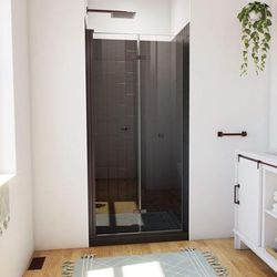 Dreamline DreamLine Aqua-Q Fold 32 inch D x 32 inch W x 78 3/4 inch H Frameless Bi-fold Shower Door in Oil Rubbed Bronze, Shower Base, and Wall Kit in Black DL-6527QC-88-06