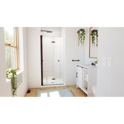 Dreamline DreamLine Aqua-Q Fold 36 inch D x 36 inch W x 78 3/4 inch H Frameless Bi-fold Shower Door in Oil Rubbed Bronze, Shower Base, and Wall Kit in White DL-6526QC-06