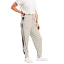 Plus Size Women's French Terry Jogger by June+Vie in Heather Oatmeal (Size 10/12)