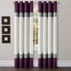 Lush Décor Alexander Color Block Light Filtering Window Curtain Panel Purple/Gray 52X84 Set - Triangle Home Décor 21T011925