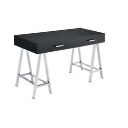 Built-In Usb Port Writing Desk by Acme in Black Chrome
