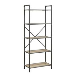 Bookshelf (5-Shelves) by Acme in Antique Oak Gray