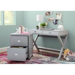 Peggy 2-Drawer Writing Desk, Grey - Linon PG143GRY01U