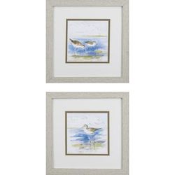 Sketchy Shore Birds Framed Wall Décor, Set Of 2 by Propac Images in Blue