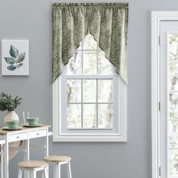 Lexington Leaf- Candlewick Leaf Pattern On A Colored Ground- Tailored Swag by Ellis Curtains in Sage