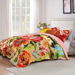 Senna Boho Floral Quilt And Pillow Sham Set by Greenland Home Fashions in Harvest (Size 3PC KING/CK)