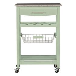 Kitchen Island Granite Top Green by Linon Home Décor in Green