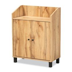 Rossin Wood 2-Door Entryway Shoe Storage Cabinet W Top Shelf Furniture by Baxton Studio in Oak Black