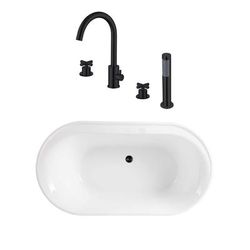 Randolph Morris Stewart 66 Inch Acrylic Double Ended Freestanding Tub Package RMBP103-66-MBF2